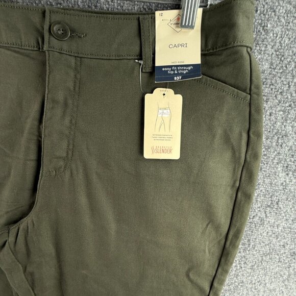 NWT St. Johns Bay Size 12 Mid Rise Capri Tummy Control Cotton Stretch ACTL 34X19 - Picture 3 of 14